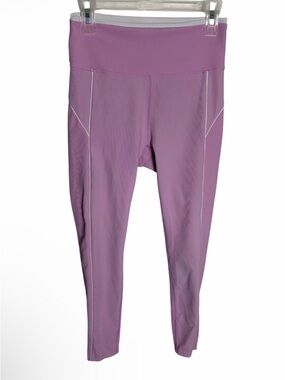 Wilo nylon pastel purple with white ribbed leggings size L